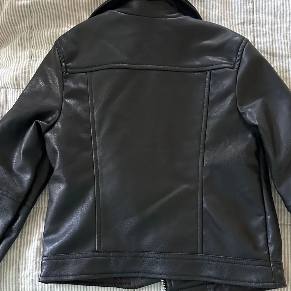 H&M Black Faux Leather Biker Jacket with Silver Hardware - Picture 6 of 8